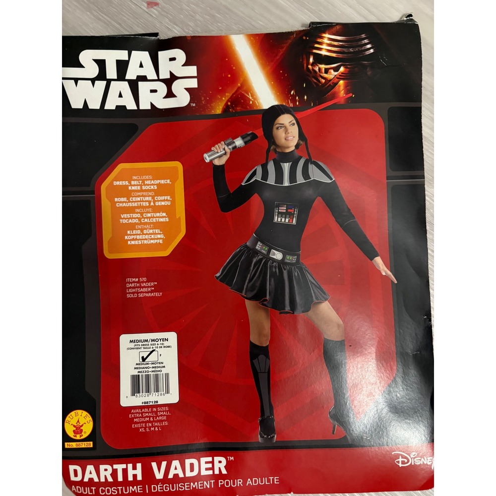 Star Wars Darth Vader Women Costume Dress Belt Headpiece Socks Rubies Size M
